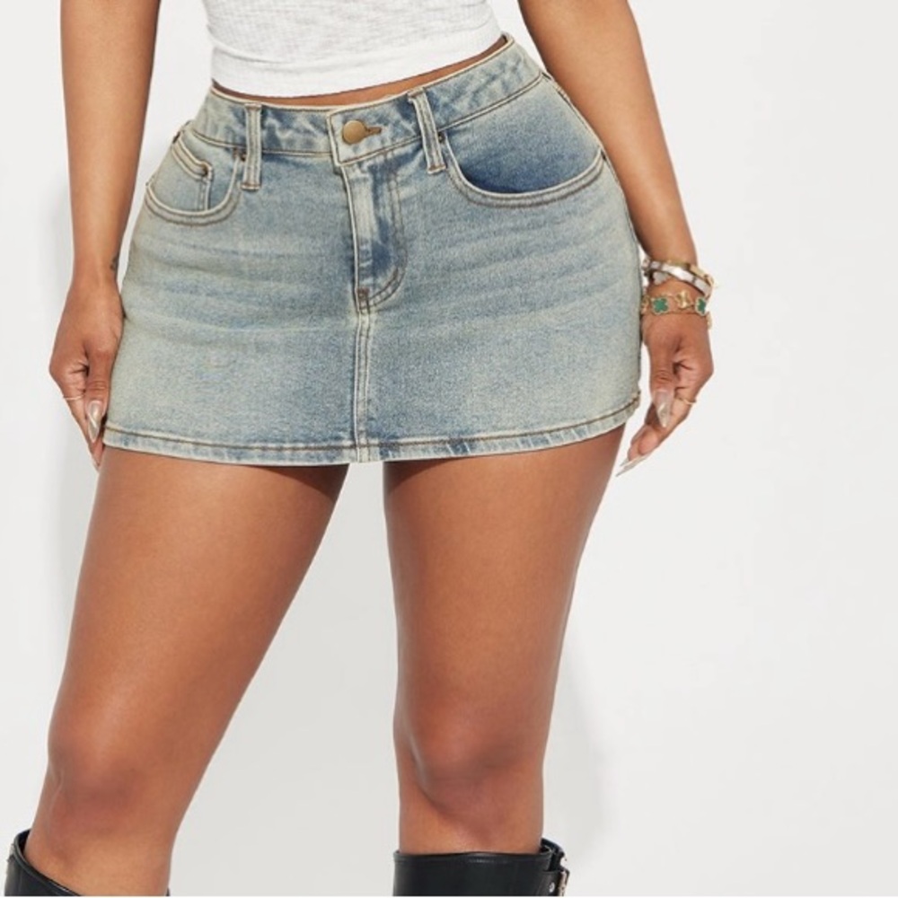 Fashion Nova Blue Denim Mini Skirt